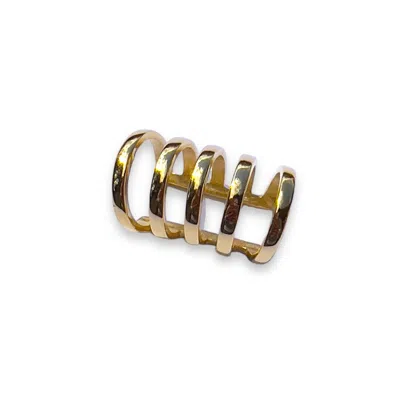 Jagged Halo Jewelry Women's Cage Ear Cuff Yellow Gold
