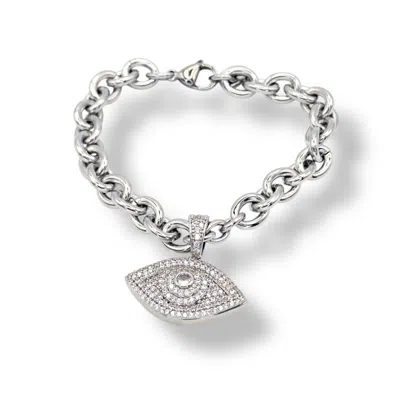 Jagged Halo Jewelry Women's Chunky Chain Evil Eye Bracelet In Silver
