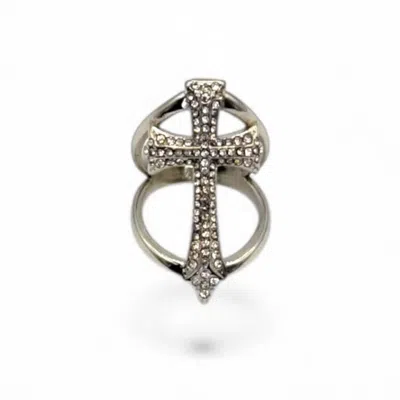 Jagged Halo Jewelry Women's Cross Ring Silver