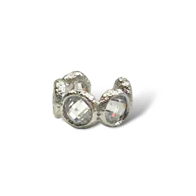 Jagged Halo Jewelry Women's Crown Crystal Ear Cuff White Gold