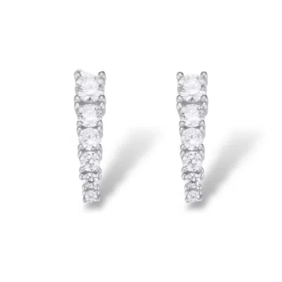 Jagged Halo Jewelry Women's Diamond Spike Stud Earrings In White Gold Plated In Multi