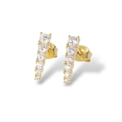 Jagged Halo Jewelry Women's Diamond Spike Stud Earrings In Yellow Gold Plated In Multi