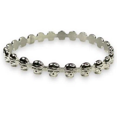 Jagged Halo Jewelry Women's Eternity Skull Bangle White Gold