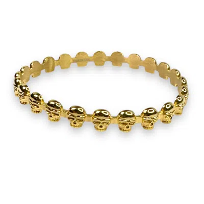 Jagged Halo Jewelry Women's Eternity Skull Bangle Yellow Gold