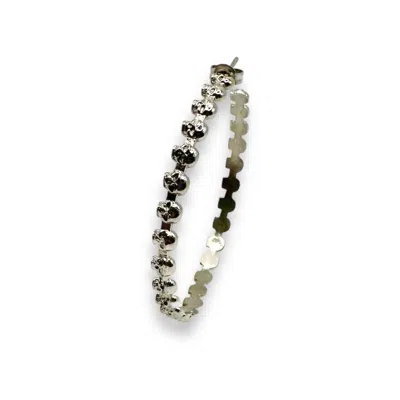 Jagged Halo Jewelry Women's Eternity Skull Hoop Earrings In White Gold Plated In Multi