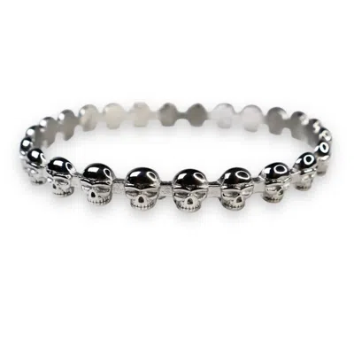 Jagged Halo Jewelry Women's For Eternity Skull Bangle Bracelet In White Gold Plated In Multi