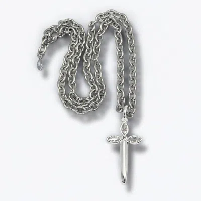 Jagged Halo Jewelry Women's Karma Dagger Necklace In White Gold Filled In Multi