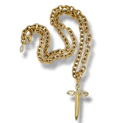 Jagged Halo Jewelry Women's Karma Dagger Necklace Yellow Gold