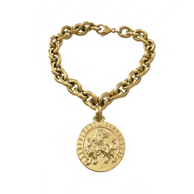 Jagged Halo Jewelry Women's Lion Tamer Amulet Bracelet In Yellow Gold Plated In Multi
