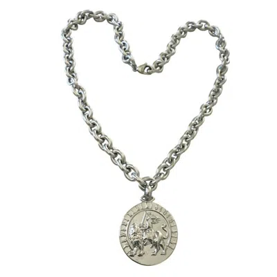 Jagged Halo Jewelry Women's Lion Tamer Amulet Necklace In White Gold Plated In Multi