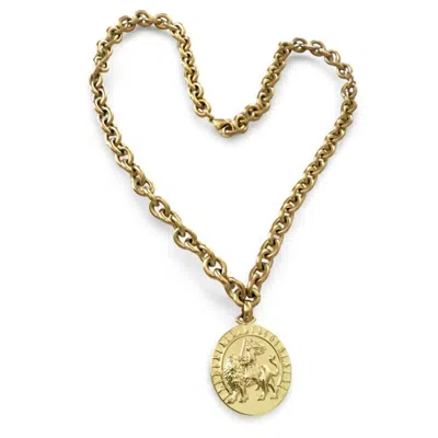 Jagged Halo Jewelry Women's Lion Tamer Amulet Necklace In Yellow Gold Plated In Multi
