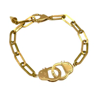 Jagged Halo Jewelry Women's Love Bond Handcuff Anklet Yellow Gold