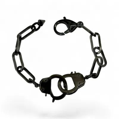 Jagged Halo Jewelry Women's Love Bond Handcuff Bracelet Black Rhodium
