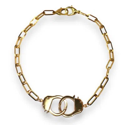 Jagged Halo Jewelry Women's Love Bond Handcuff Chain Necklace Yellow Gold