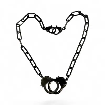 Jagged Halo Jewelry Women's Love Bond Handcuff Necklace Black Rhodium