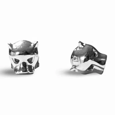 Jagged Halo Jewelry Women's Maximus Panther Micro Stud Earrings In White Gold Filled In Multi