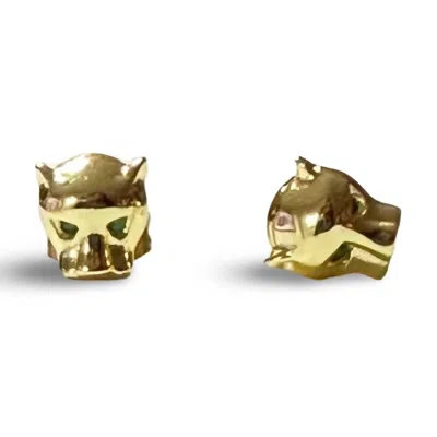 Jagged Halo Jewelry Women's Maximus Panther Micro Stud Earrings In Yellow Gold Filled In Multi