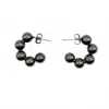 Jagged Halo Jewelry Women's Orbit Bead Hoop Earrings In Black In Black