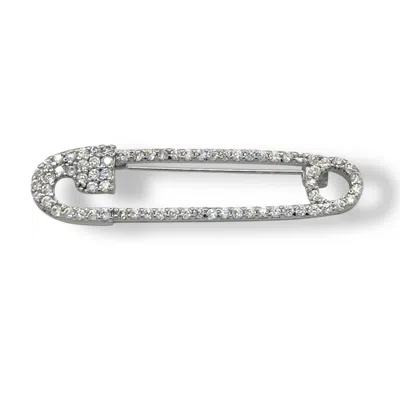 Jagged Halo Jewelry Women's Safety Pin Brooch White Gold In Metallic