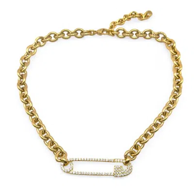 Jagged Halo Jewelry Women's Safety Pin Necklace Yellow Gold