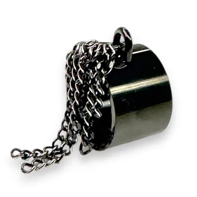 Jagged Halo Jewelry Women's Tassel Ring Black Rhodium