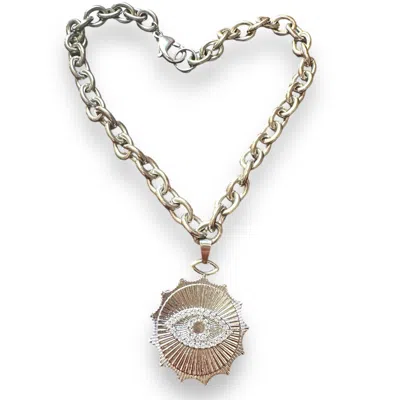 Jagged Halo Jewelry Women's Tatiana Evil Eye Amulet Necklace White Gold