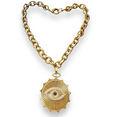 Jagged Halo Jewelry Women's Tatiana Evil Eye Amulet Necklace Yellow Gold