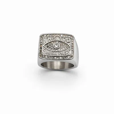 Jagged Halo Jewelry Women's This Too Shall Pass Evil Eye Signet Ring Silver In Metallic