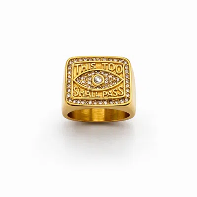 Jagged Halo Jewelry Women's This Too Shall Pass Evil Eye Signet Ring Yellow Gold