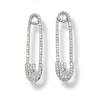 Jagged Halo Jewelry Women's White Pin Up Safety Pin Earrings