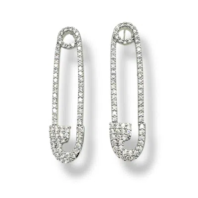 Jagged Halo Jewelry Women's White Pin Up Safety Pin Earrings