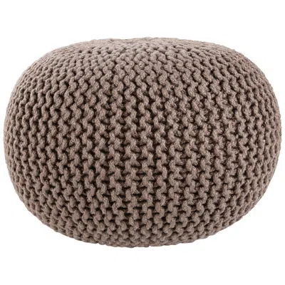 Jaipur Asilah 20" Wide Dark Taupe Solid Round Pouf Ottoman