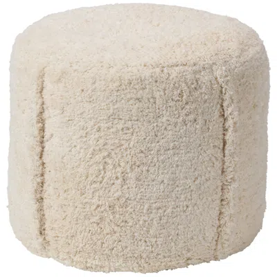 Jaipur Elysium Kore Cream Fabric Cylinder Pouf Ottoman