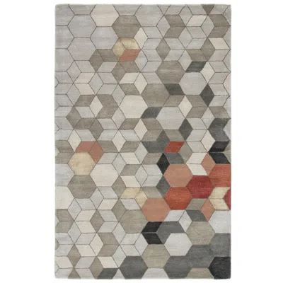 Jaipur Genesis Combs Ges03 2'x3' Gray And Orange Area Rug