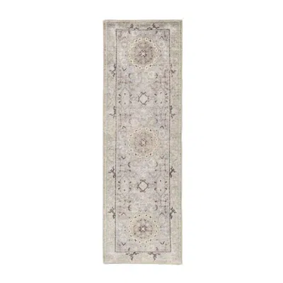 Jaipur Kai Modify Kai04 2'6"x8' Gray Blue Medallion Runner Area Rug