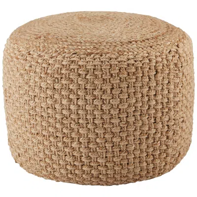 Jaipur Kealani Beige Trellis Cylinder Pouf Ottoman