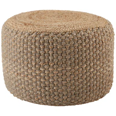 Jaipur Kealani Gray And Beige Trellis Cylinder Pouf Ottoman