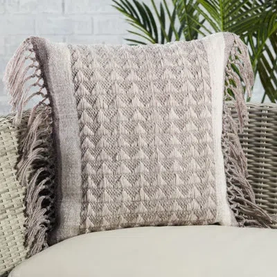 Jaipur Living Edris Outdoor Square Pillow Cover & Insert In Taupe,pillow Cover Only - No Insert