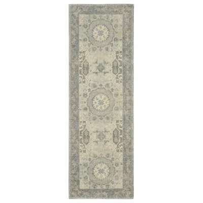 Jaipur Living Kai Modify Kai12 Handknotted Medallion Sage And Gray Area Rug 2'6"x 8' In Brown