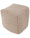 Jaipur Living Kyran Textured Cream Cube Pouf In Cream
