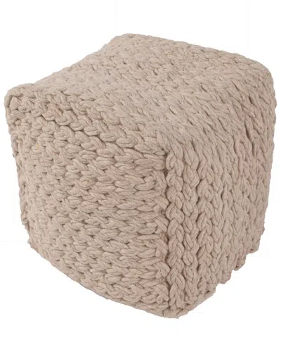 Jaipur Living Kyran Textured Cream Cube Pouf