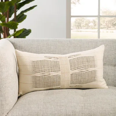 Jaipur Living Milak Beige/ Ivory Tribal Lumbar Pillow Cover 13x21