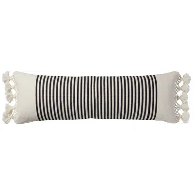 Jaipur Living Morgen Stripes White Pillow (13"x40" Lumbar) In Down