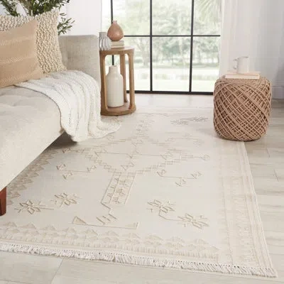 Jaipur Living Ollin Moroccan Handwoven White/cream Indoor / Outdoor Area Rug In Beige,cream