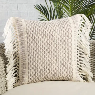 Jaipur Living Outdoor Square Pillow Cover & Insert In Taupe,ivory,pillow Cover Only - No Insert