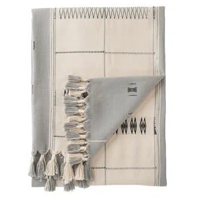 Jaipur Living Sekrenyi Hand-loomed Tribal 100% Cotton Throw In Moonless Night;vapor Blue;birch