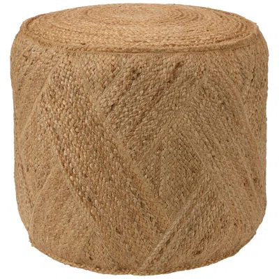 Jaipur Nadal Lenore Tan Jute Cylinder Pouf Ottoman