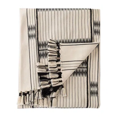 Jaipur Nagaland Saramati Cream And Black Tribal Throw Blanket