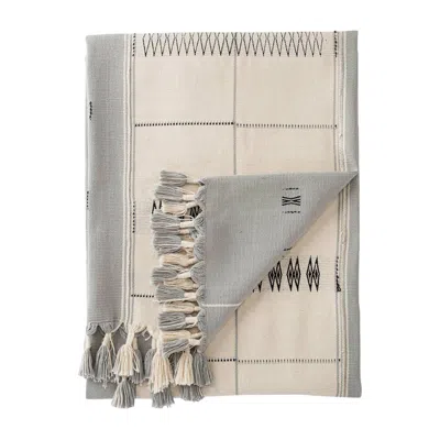 Jaipur Nagaland Sekrenyi Cream And Gray Tribal Throw Blanket