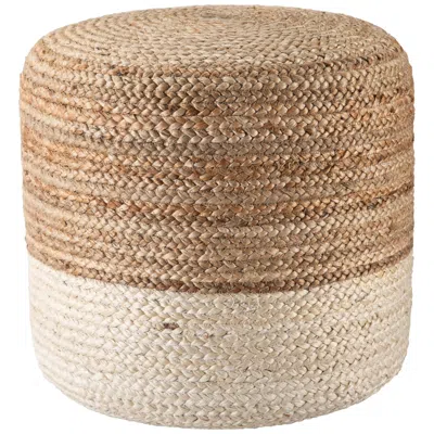 Jaipur Oliana Beige And White Ombre Cylinder Pouf Ottoman